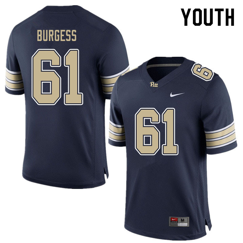 Youth #61 Brian Burgess Pitt Panthers College Football Jerseys Sale-Blue